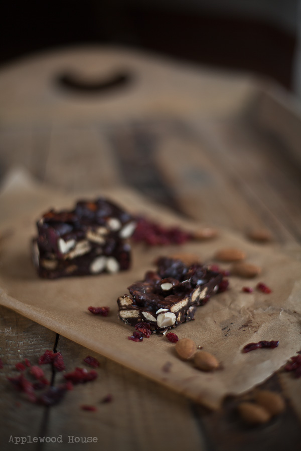 Almond-Cranberry-Bars, weihnachts-schokolade mit Mandeln und Cranberries